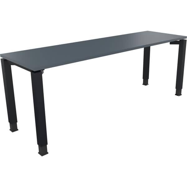 Schreibtisch Vierfuß Quadratrohr B2000xT600xH680-820 anthrazit/Lavagrau