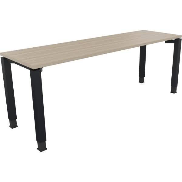 Schreibtisch Vierfuß Quadratrohr B2000xT600xH680-820 anthrazit/Eiche Natur