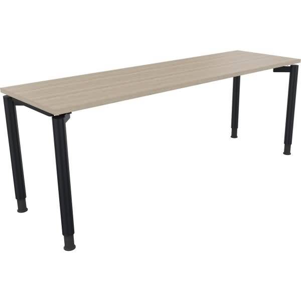 Schreibtisch Vierfuß Rundrohr B2000xT600xH680-820 anthrazit/Eiche Natur
