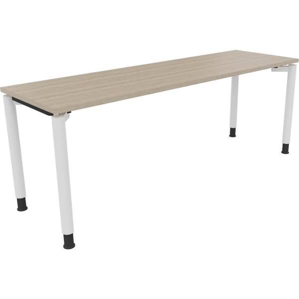 Schreibtisch Vierfuß Rundrohr B2000xT600xH680-820 weiß/Eiche Natur