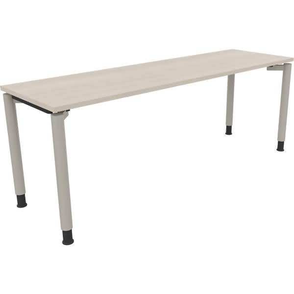 Schreibtisch Vierfuß Rundrohr B2000xT600xH680-820 silber/Akazie hell