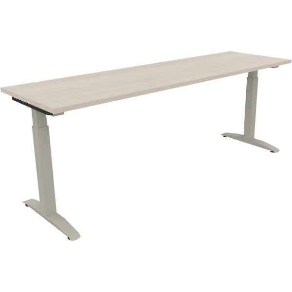 Schreibtisch Kufe Quadrat B2000xT600xH650-850 silber/Akazie hell