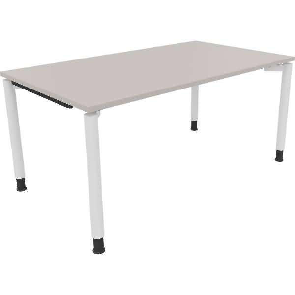 Schreibtisch Vierfuß Rundrohr B1600xT900xH680-820 weiß/Lichtgrau