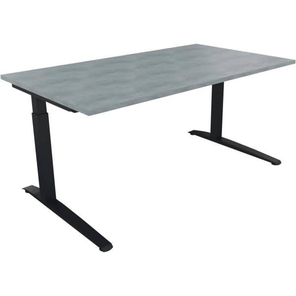 Schreibtisch Kufe Quadrat B1600xT900xH650-850 anthrazit/Beton hell