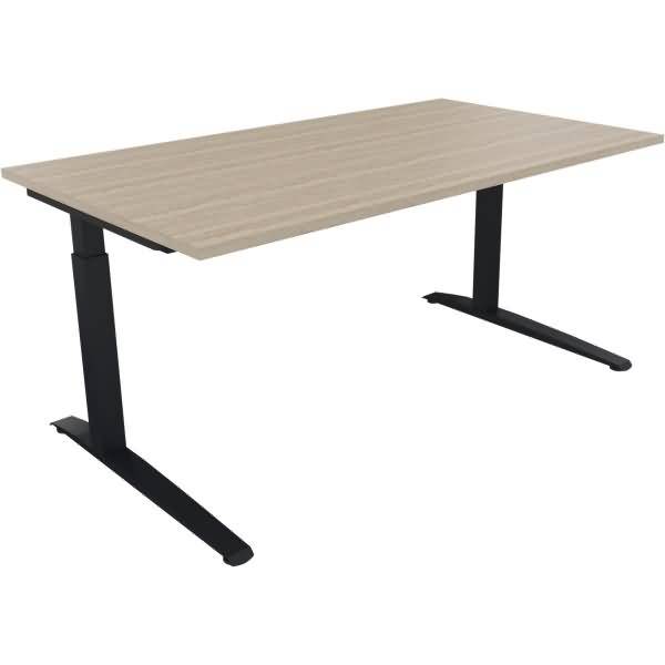 Schreibtisch Kufe Quadrat B1600xT900xH650-850 anthrazit/Eiche Natur