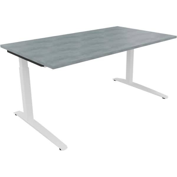 Schreibtisch Kufe Quadrat B1600xT900xH650-850 weiß/Beton hell