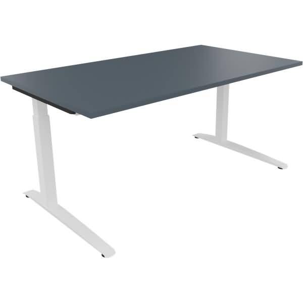 Schreibtisch Kufe Quadrat B1600xT900xH650-850 weiß/Lavagrau