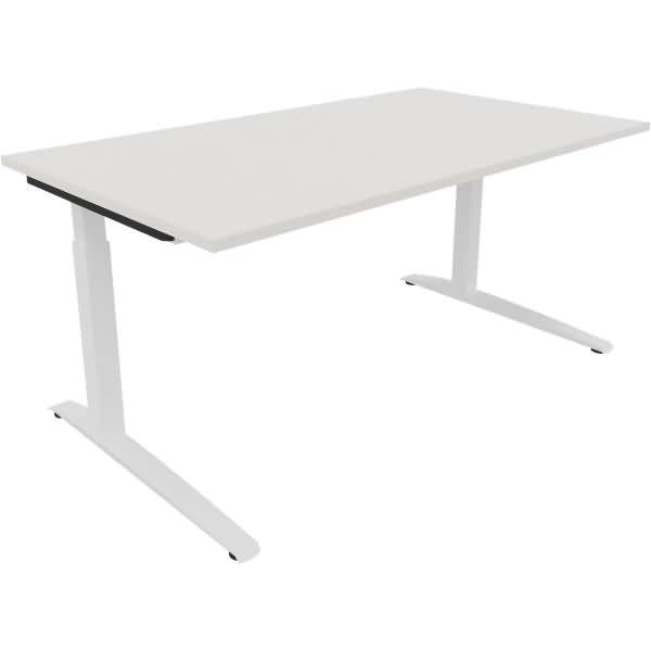 Schreibtisch Kufe Quadrat B1600xT900xH650-850 weiß/Weiß