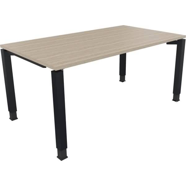 Schreibtisch Vierfuß Quadratrohr B1600xT900xH680-820 anthrazit/Eiche Natur