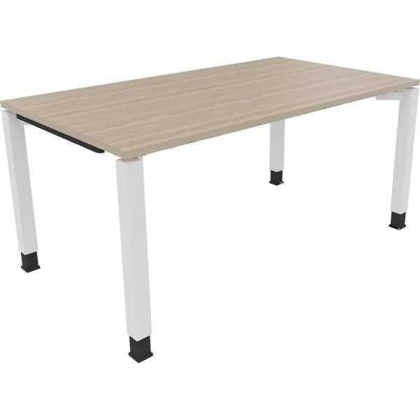 Schreibtisch Vierfuß Quadratrohr B1600xT900xH680-820 weiß/Eiche Natur