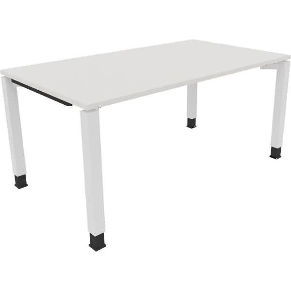 Schreibtisch Vierfuß Quadratrohr B1600xT900xH680-820 weiß/Weiß