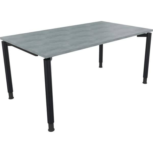 Schreibtisch Vierfuß Rundrohr B1600xT900xH680-820 anthrazit/Beton hell