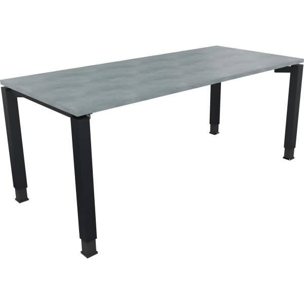 Schreibtisch Vierfuß Quadratrohr B1800xT800xH680-820 anthrazit/Beton hell