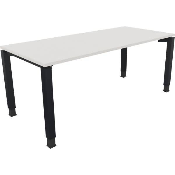 Schreibtisch Vierfuß Quadratrohr B1800xT800xH680-820 anthrazit/Weiß
