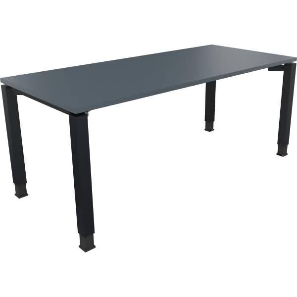 Schreibtisch Vierfuß Quadratrohr B1800xT800xH680-820 anthrazit/Lavagrau