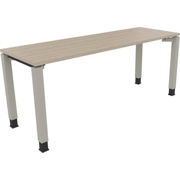 Schreibtisch Vierfuß Quadratrohr B1800xT800xH680-820 silber/Eiche Natur