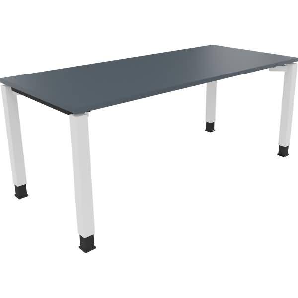 Schreibtisch Vierfuß Quadratrohr B1800xT800xH680-820 weiß/Lavagrau