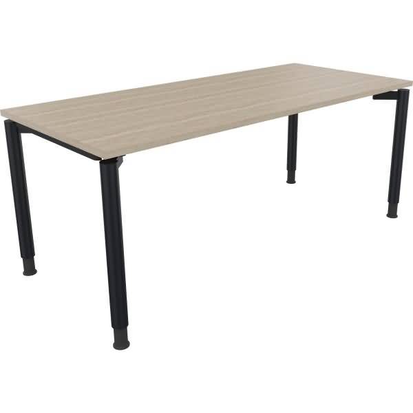 Schreibtisch Vierfuß Rundrohr B1800xT800xH680-820 anthrazit/Eiche Natur