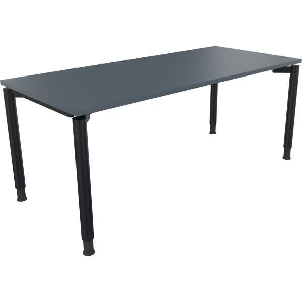 Schreibtisch Vierfuß Rundrohr B1800xT800xH680-820 anthrazit/Lavagrau