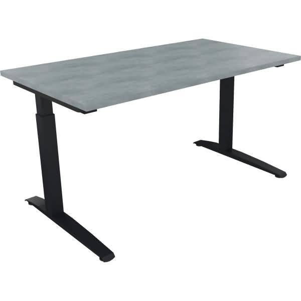 Schreibtisch Kufe Quadrat B1400xT800xH650-850 anthrazit/Beton hell