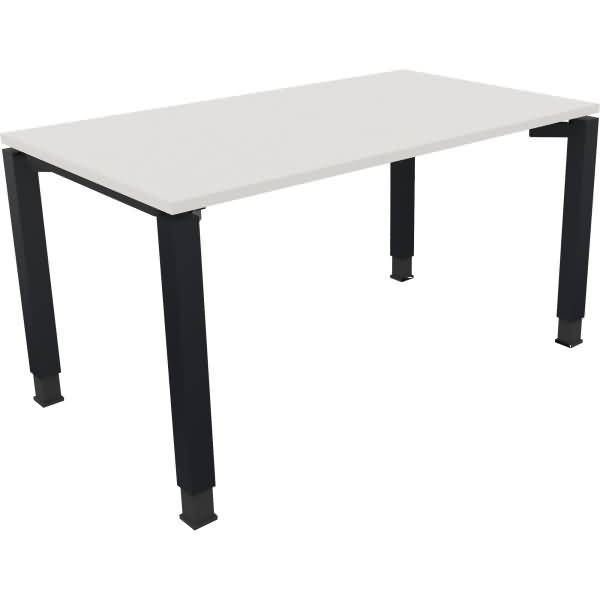 Schreibtisch Vierfuß Quadratrohr B1400xT800xH680-820 anthrazit/Weiß