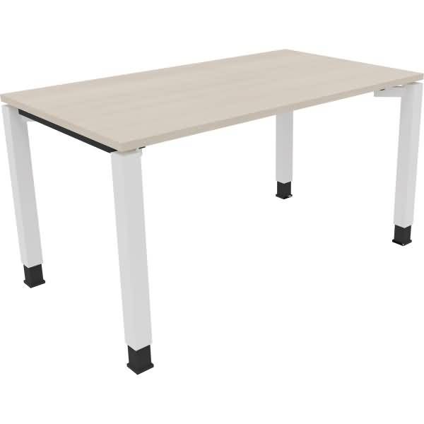 Schreibtisch Vierfuß Quadratrohr B1400xT800xH680-820 weiß/Akazie hell