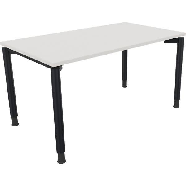 Schreibtisch Vierfuß Rundrohr B1400xT800xH680-820 anthrazit/Weiß