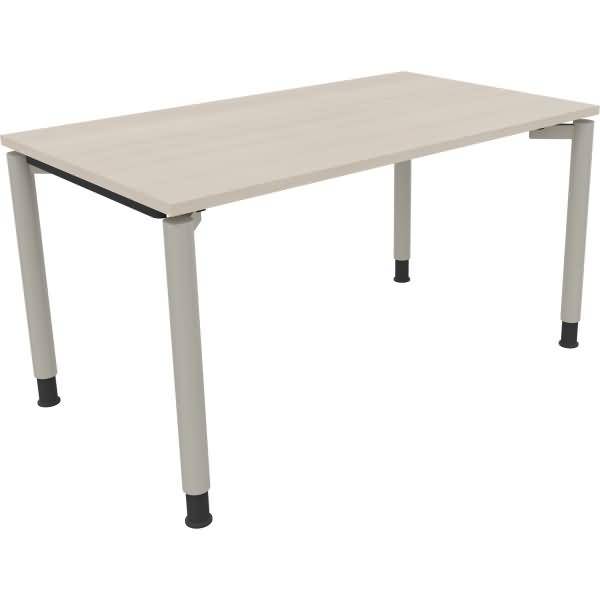 Schreibtisch Vierfuß Rundrohr B1400xT800xH680-820 silber/Akazie hell