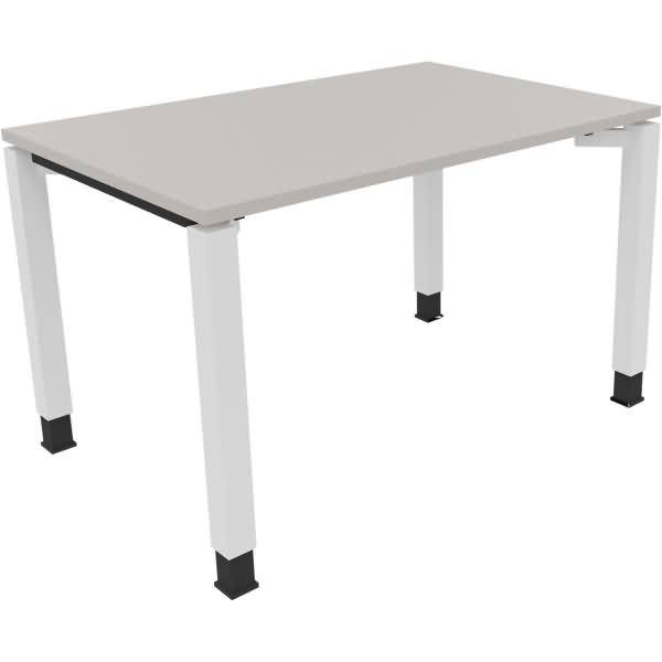 Schreibtisch Vierfuß Quadratrohr B1200xT800xH680-820 weiß/Lichtgrau