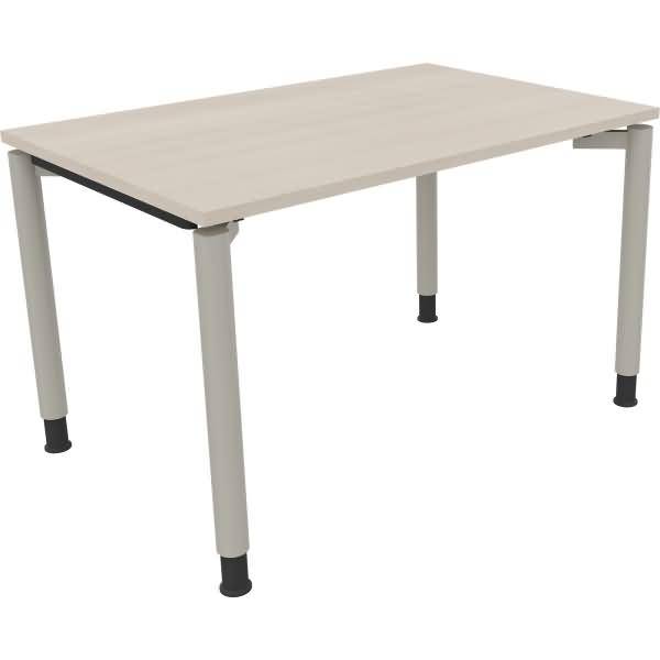 Schreibtisch Vierfuß Rundrohr B1200xT800xH680-820 silber/Akazie hell