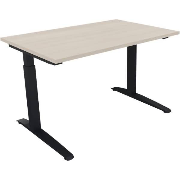 Schreibtisch Kufe Quadrat B1200xT800xH650-850 anthrazit/Akazie hell