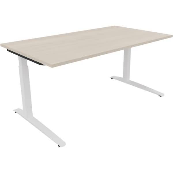 Schreibtisch Kufe Quadrat B1600xT700xH650-850 weiß/Akazie hell