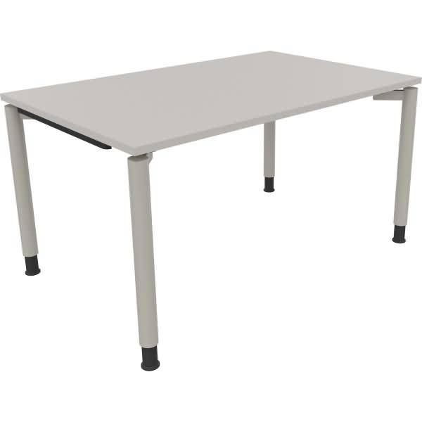 Schreibtisch Vierfuß Rundrohr B1400xT900xH680-820 silber/Lichtgrau