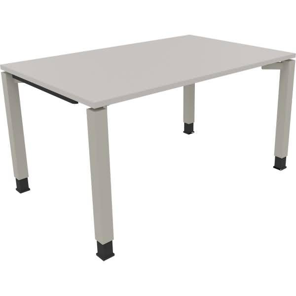 Schreibtisch Vierfuß Quadratrohr B1400xT900xH680-820 silber/Lichtgrau