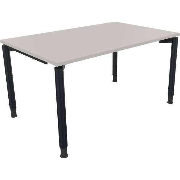 Schreibtisch Vierfuß Rundrohr B1400xT900xH680-820 anthrazit/Lichtgrau