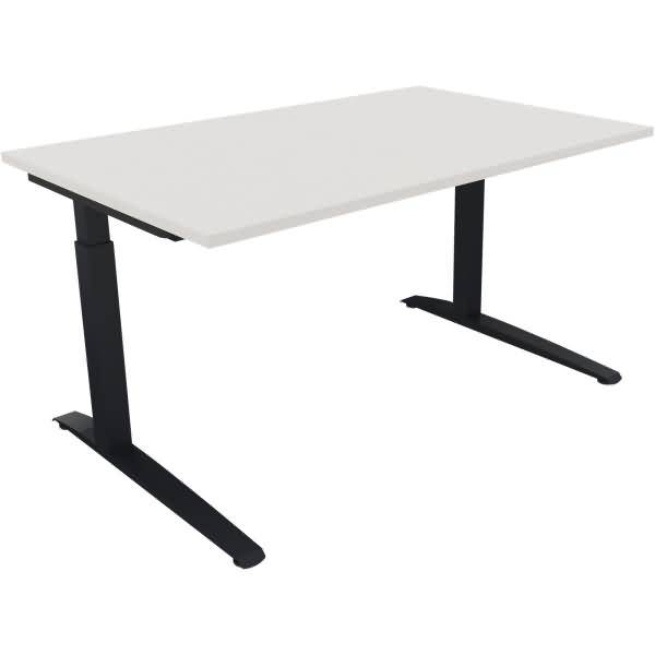 Schreibtisch Kufe Quadrat B1400xT900xH650-850 anthrazit/Weiß
