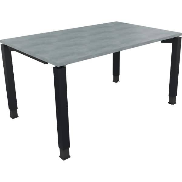 Schreibtisch Vierfuß Quadratrohr B1400xT900xH680-820 anthrazit/Beton hell