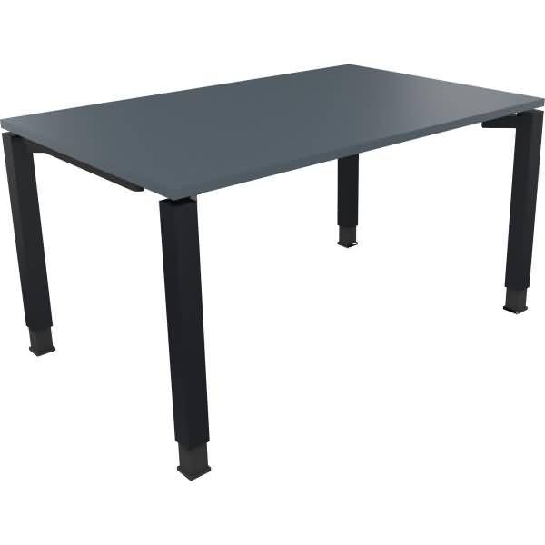 Schreibtisch Vierfuß Quadratrohr B1400xT900xH680-820 anthrazit/Lavagrau