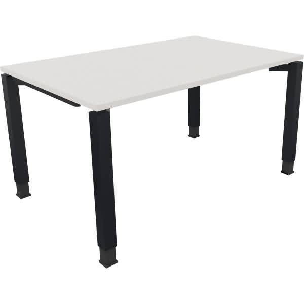 Schreibtisch Vierfuß Quadratrohr B1400xT900xH680-820 anthrazit/Weiß