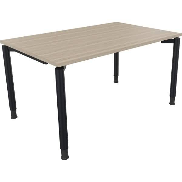 Schreibtisch Vierfuß Rundrohr B1400xT900xH680-820 anthrazit/Eiche Natur