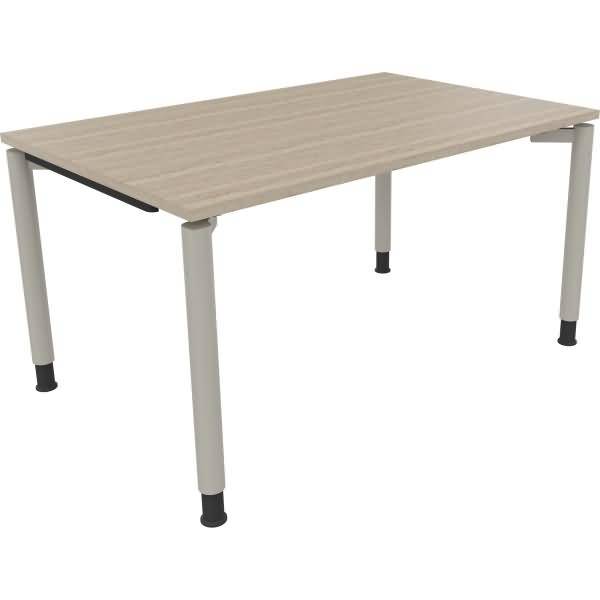 Schreibtisch Vierfuß Rundrohr B1400xT900xH680-820 silber/Eiche Natur