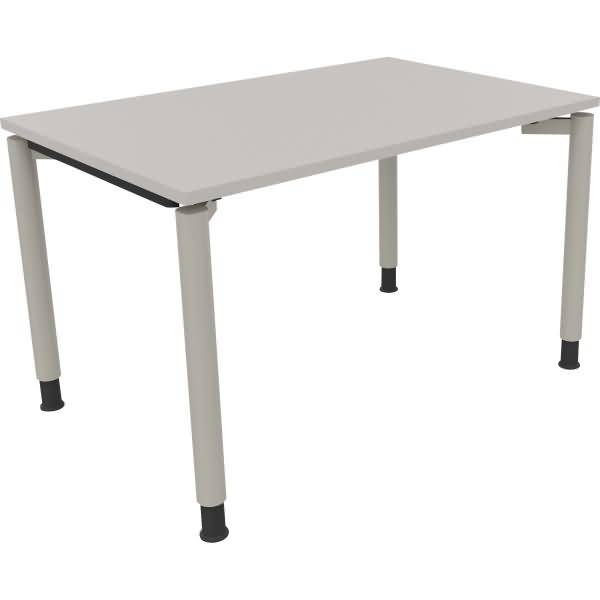 Schreibtisch Vierfuß Rundrohr B1200xT800xH680-820 silber/Lichtgrau