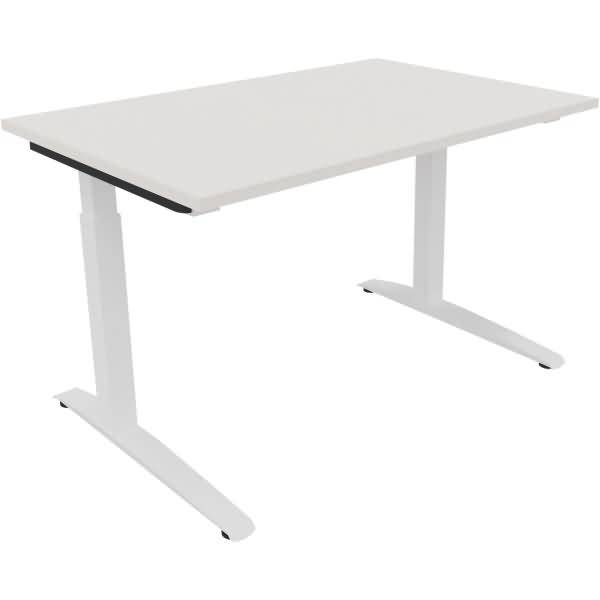 Schreibtisch Kufe Quadrat B1200xT800xH650-850 weiß/Weiß