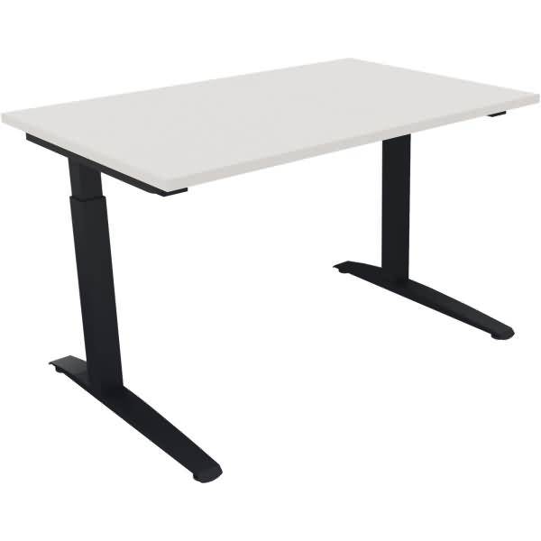Schreibtisch Kufe Quadrat B1200xT800xH650-850 anthrazit/Weiß