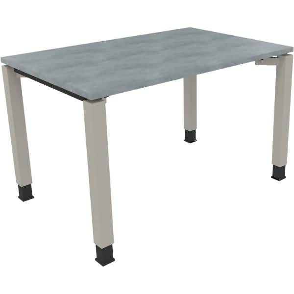 Schreibtisch Vierfuß Quadratrohr B1200xT800xH680-820 silber/Beton hell