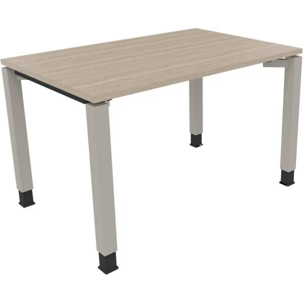 Schreibtisch Vierfuß Quadratrohr B1200xT800xH680-820 silber/Eiche Natur