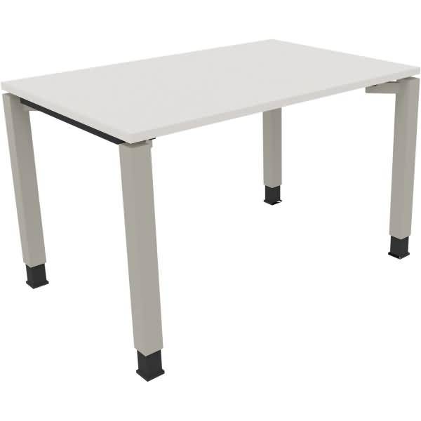 Schreibtisch Vierfuß Quadratrohr B1200xT800xH680-820 silber/weiß