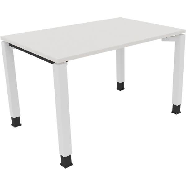 Schreibtisch Vierfuß Quadratrohr B1200xT800xH680-820 weiß/Weiß