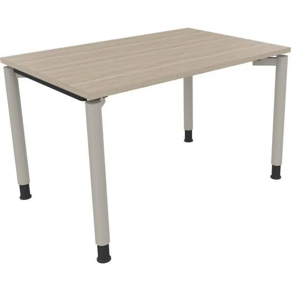 Schreibtisch Vierfuß Rundrohr B1200xT800xH680-820 silber/Eiche Natur