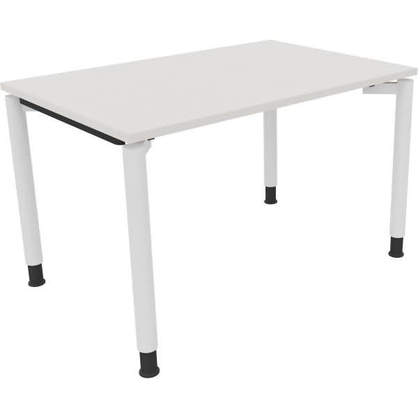 Schreibtisch Vierfuß Rundrohr B1200xT800xH680-820 weiß/Weiß